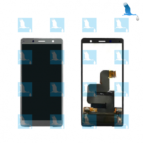 LCD + Touchscreen  - 1313-0917 - Argento - Sony Xperia XZ2 Compact (H8314,H8324) - oem