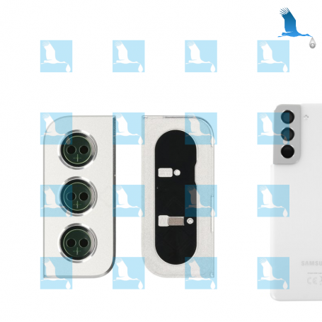 Camera lens with frame - GH98-46110C - Weiss (Phantom White)  - Galaxy S21 5G (G991) - original - qor