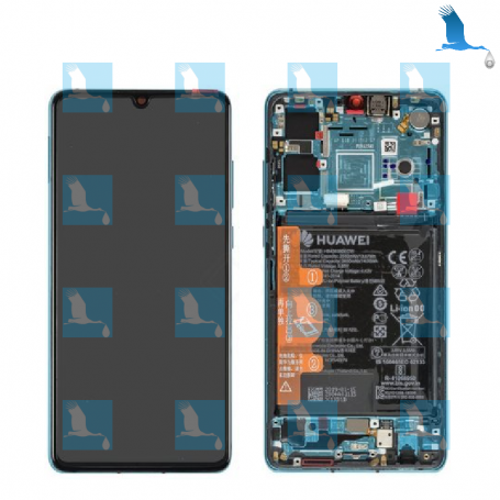 P30 - LCD + Frame + Batteria - 02354HRH - Blu (Aurora Blue) - Huawei P30 (ELE-L29) - service pack