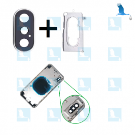 Lentille Camera Arrière Avec Frame + Gasket - Bord Argent - iPX - QON