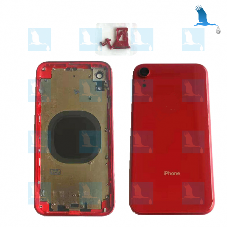 Back cover frame with glass - Red - iPhone Xr - original - qor