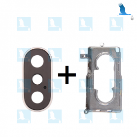 Rear Camera Lens With Frame & Gasket - Silver - iPXS - QON