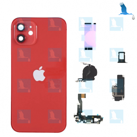 Rückschale mit Kleinteilen vormontiert + NFC - Rot - iPhone 12 (A2403) - oem