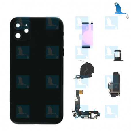 Rückschale mit Kleinteilen vormontiert + NFC - Schwarz - iPhone 12 (A2403) - oem