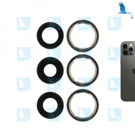 Camera Lens + Bezel - Schwarz - iPhone 12 / 12 Pro - ori Camera Lens + Bezel - Schwarz - iPhone 12 / 12 Pro - ori