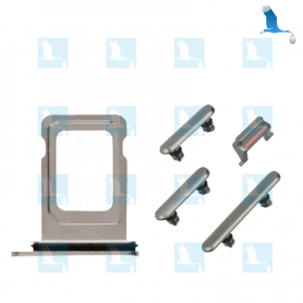 Support carte SIM double + Boutons - Argent - iPhone 11 / 11Pro / 11ProMax Support carte SIM double + Boutons - Argent - iPhone 11 / 11Pro / 11ProMax