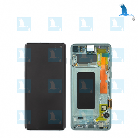 LCD, Touchscreen, Frame - GH82-18850E,GH82-18835E - Verde (Prism Green) - Samsung S10 - G973F