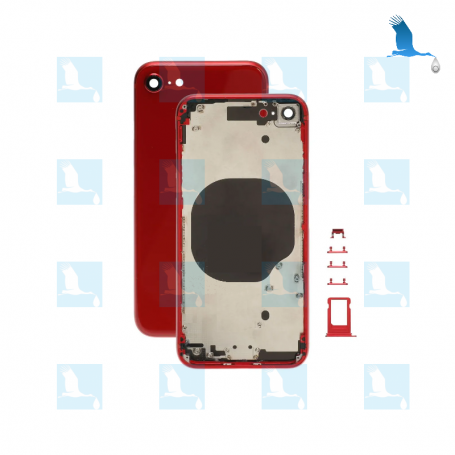 Frame with rear glass - Red - iPhone 8