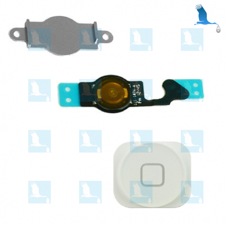 Home Button & Flex Assembly - White - iPhone 5 - original - qor