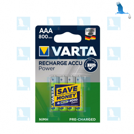 VARTA - 4 x wiederaufladbare AAA 800mAh-Batterien