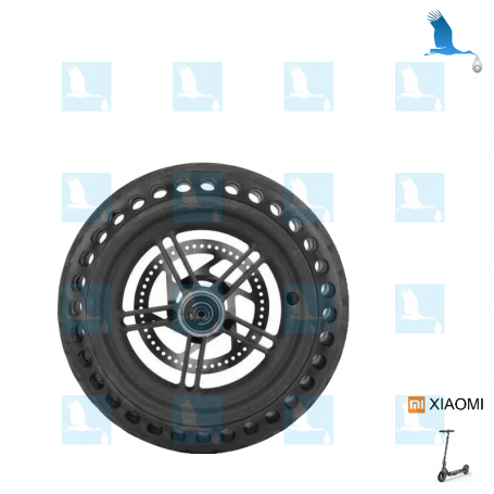 Hinterrad - Felge + Bremsscheibe + Vollgummireifen mit Löchern - 8.5 "x2.0 - Xiaomi M365 Pro (Achsbreite 78mm)