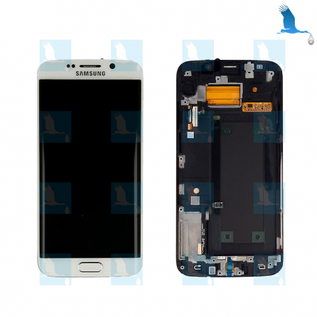 LCD, Touchscreen, Frame - White - Samsung S6 Edge (SM-G925)
