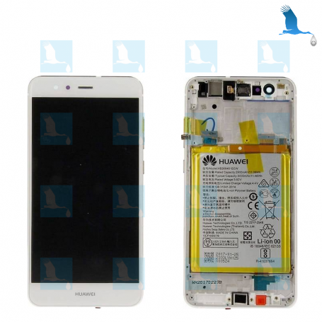 LCD Touchscreen + Frame + Battery - 02351FSB/02351FSC - Blanc - Huawei P10 Lite (WAS-LX1) - original - qor