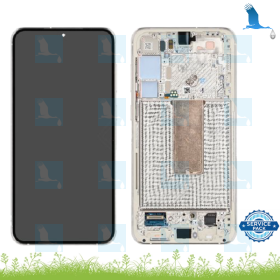 LCD + Touch + Frame - GH82-30476B,GH82-30477B - Crème - Samsung Galaxy S23 Plus (S916B) - service pack