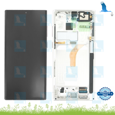 S22 Ultra - LCD + Touch + Frame - GH82-27488C, GH82-27489C - Weiss (Phantom white) - Galaxy S22 Ultra (S908B) - service parts