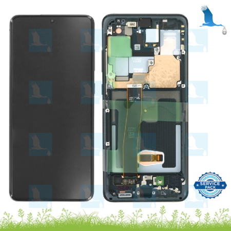 LCD + Touch + Frame - GH82-26032A - GH82-26033A - Cosmic Black - Samsung S20 Ultra 5G - G988 - service pack