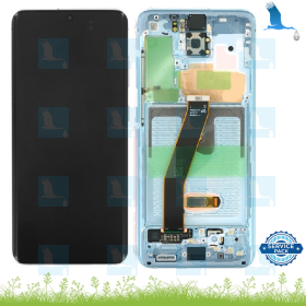 LCD + Touch + Frame - GH82-22131D, GH82-22123D - Blau (Cloud Blue) - S20 (G980F/G981B) - service pack - qor LCD + Touch + Frame - GH82-22131D, GH82-22123D - Blau (Cloud Blue) - S20 (G980F/G981B) - service pack - qor