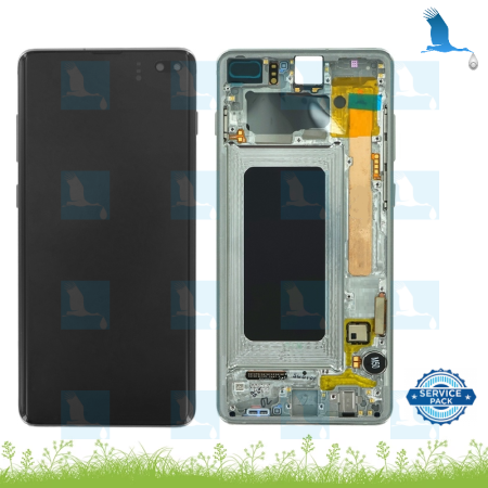 S10+ , LCD + Touch + Frame - GH82-18849B/GH82-18834B - Prism White - S10+ (SM-G975F) - service pack
