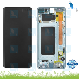 S10+, Display + Touch + Frame - GH82-18849C/GH82-18834C - Bleu (Prism Blue) - S10+ G975F - service pack