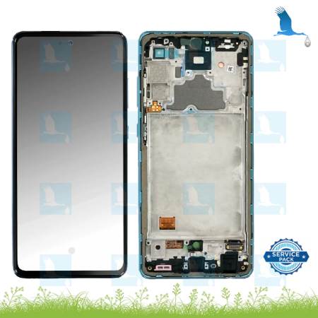 LCD + Touch + Frame - GH82-25624B,GH82-25460B - Blu (Awesome Blue) - Samsung Galaxy A72 (A725F,A726F) - service pack