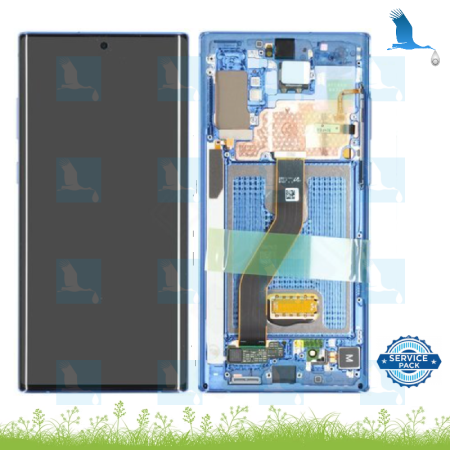 LCD + Touch + Frame - GH82-20838D - Blau (Aura Blue) - Note 10 (N975)/ Note 10+ (N976) - service pack