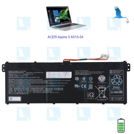 Acer Aspire 5 A515-54 - Batterie AP18C8K - 11.25V - 4471mAh - 50.29Wh - qor