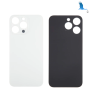 Batterieabdeckung / Glas der hinteren Abdeckung (großes Loch) – Weiss (Titanium white) – iPhone 15 Pro  - 6,1" – oem