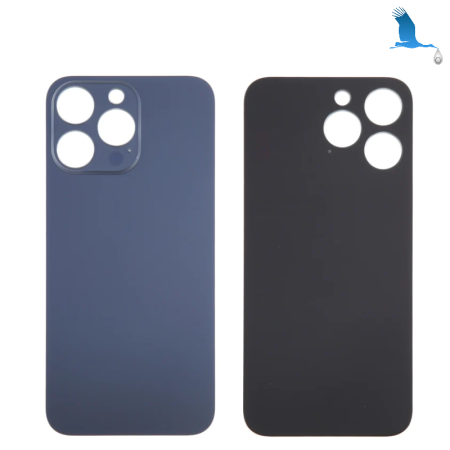Batterieabdeckung / Glas der hinteren Abdeckung (großes Loch) – Blau (Titanium blue) – iPhone 15 Pro  - 6,1" – oem
