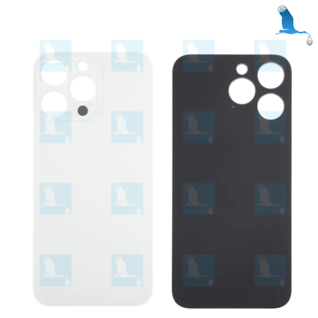 Copri batteria/vetro cover posteriore (foro grande) - Bianco (Titanium white) - iPhone 15 Pro Max - 6,7" - oem