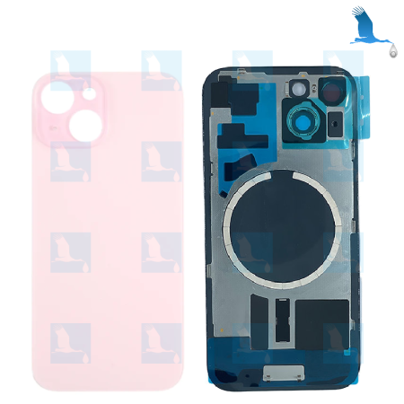 Batterieabdeckungsglas + Metallplatte + Magnete – Pink – iPhone 15 – OEM