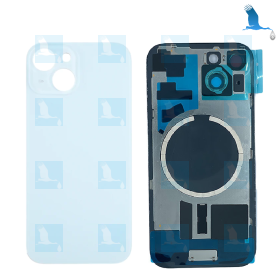 Vitre de protection arrière + plaque métallique + aimants - Bleu - iPhone 15 - oem Vitre de protection arrière + plaque métallique + aimants - Bleu - iPhone 15 - oem