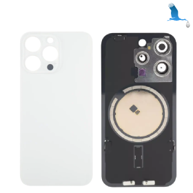 Vetro copribatteria + piastra metallica + magneti - Bianco (Titanium white) - iPhone 15 Pro - oem Vetro copribatteria + piastra metallica + magneti - Bianco (Titanium white) - iPhone 15 Pro - oem