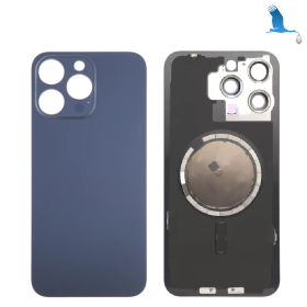 Vitre de protection arrière + plaque métallique + aimants - Bleu (Titanium blue) - iPhone 15 Pro Max - oem Vitre de protection arrière + plaque métallique + aimants - Bleu (Titanium blue) - iPhone 15 Pro Max - oem