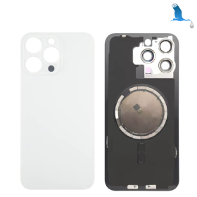 Back cover glass + metal plate + magnets - Titanium white - iPhone 15 Pro Max - oem