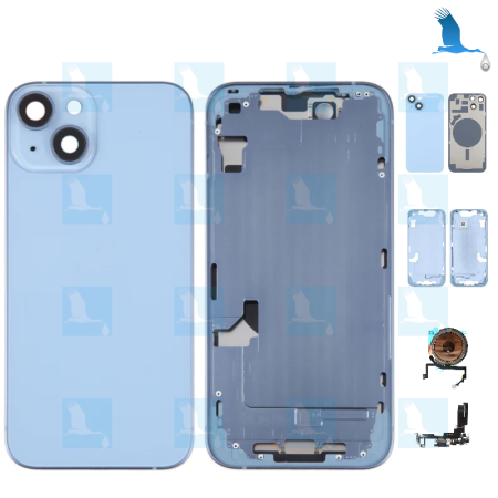 Complete chassis (battery cover + middle chassis + small parts) - Blue - iPhone 14 - oem