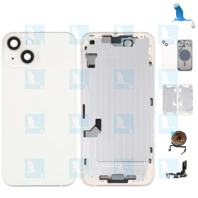 Komplettes Gehäuse (Batterieschutz + Mittelgehäuse + Kleinteile) - Weiss (Starlight) - iPhone 14 - oem