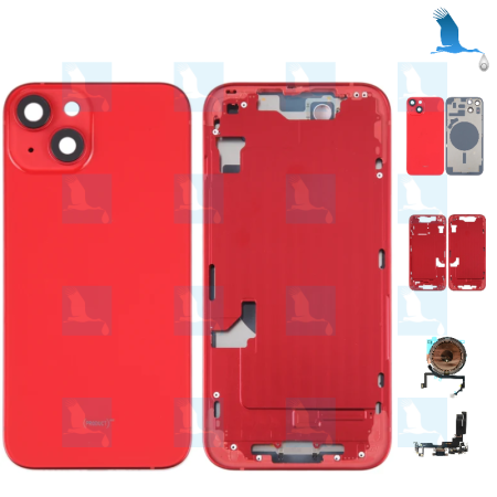 Complete chassis (battery cover + middle chassis + small parts) - Red - iPhone 14 - oem