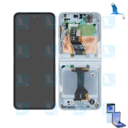 Z Flip 6 - LCD + Touch + Frame - GH82-35014C - Blau -Service pack - Samsung Z Flip 6 (F741B)