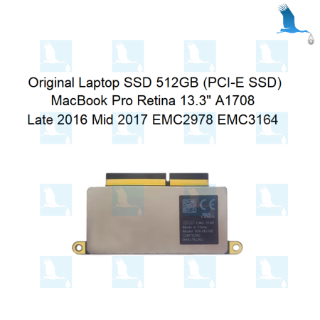 SSD 512GB (PCI-E SSD) - Original Laptop - MacBook Pro Retina 13.3" A1708 Late 2016 Mid 2017 EMC2978 EMC3164