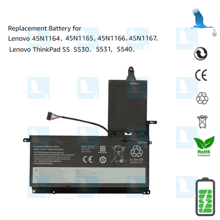 Lenovo ThinkPad S5 S530, S531, S540 - Batterie 45N1164 - 45N1165 - 44N1166 - 45N1167 - qor