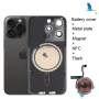 15 Pro - Battery cover (inclusive: camera lens, Metal Bracket, Magnet, NFC, Flash) - Titanium Blue - oem