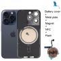 15 Pro - Battery cover (inclusive: camera lens, Metal Bracket, Magnet, NFC, flash) - Titanium Blue - oem