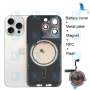 15 Pro Max - Battery cover (inclusive: camera lens, Metal Bracket, Magnet, NFC, flash) - Titanium White - oem