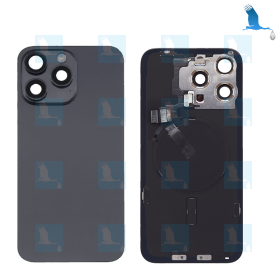 15 Pro Max - Akkuabdeckung (inklusive: Kameraobjektiv, Metallhalterung, Magnet, NFC, flash) - Schwarz (Titanium Black) - oem