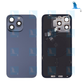 15 Pro Max - Akkuabdeckung (inklusive: Kameraobjektiv, Metallhalterung, Magnet, NFC, flash) - Blau (Titanium Blue) - oem