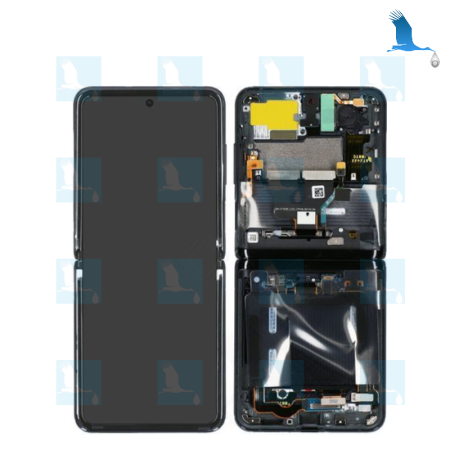 F700 - LCD + Touch + Frame - GH82-27351A - Schwarz (Mirror Black) - Service pack - Samsung Galaxy ZFlip 4G (F700)
