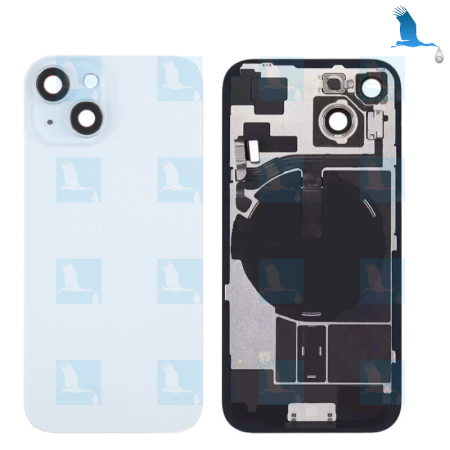 iPhone 15 - Vitre de protection arrière + plaque métallique+ NFC flex + aimants - Bleu - iPhone 15 - oem