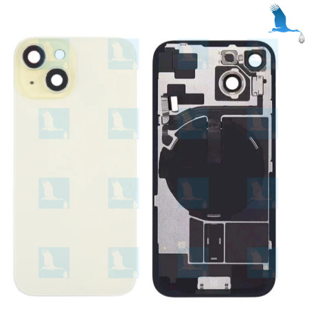 iPhone 15+ / Vetro copribatteria + piastra metallica + magneti +NFC + Flex - Giallo - iPhone 15 Plus - oem