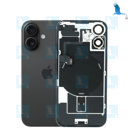 iPhone 16 - Vitre de protection arrière + plaque métallique+ NFC flex + aimants - Noir - iPhone 16