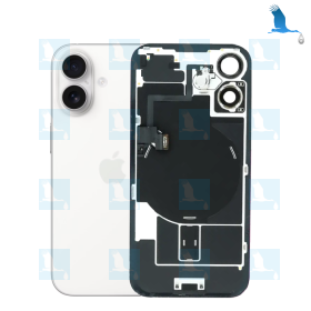iPhone 16 - Batterieabdeckungsglas + Metallplatte + NFC flex + Magnete – Weiss – iPhone 16